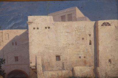 null Hippolyte PLANTET (1829-1882).
Ville au Maghreb.
Huile orientaliste sur panneau,...