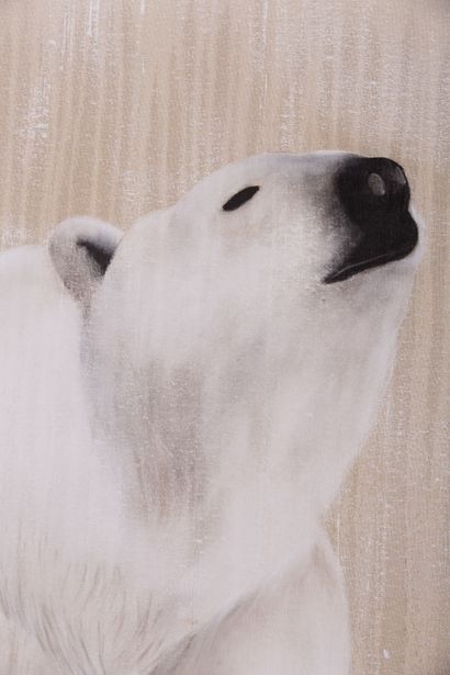 null Thierry BISCH (1953). 
Polar bear.
Techniques mixtes sur toile, signée en bas...