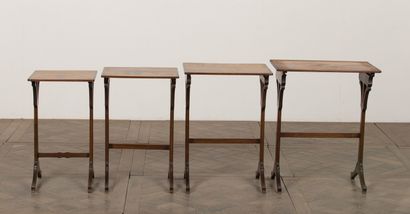 null Emile GALLE (1846-1904).
Suite of four nesting tables "Brittany" in stained...