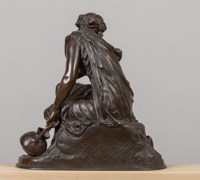 null Pierre Alexandre SCHOENEWERK (1820-1885).
Woman with a jug, symbolizing a river.
Bronze...