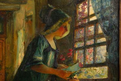 null Henri Gaston DARIEN (1864-1926).
The letter.
Oil on canvas, signed lower right.
H_65,5...