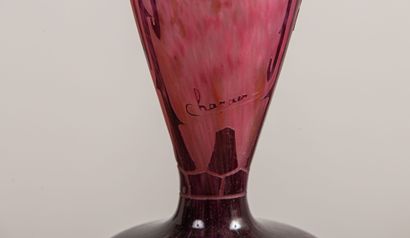 null THE FRENCH GLASS, CHARDER.
Vase of baluster form on pedestal out of multi-layered...