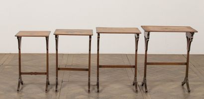 null Emile GALLE (1846-1904).
Suite of four nesting tables "Brittany" in stained...