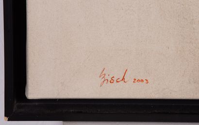 null Thierry BISCH (1953). 
Ours noir debout.
Techniques mixtes sur toile, signée...