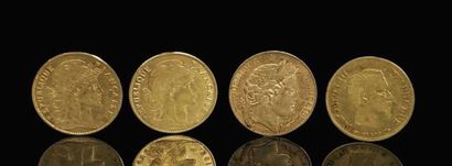 Quatre pièces de 10 francs or.
1895 ; 1857...