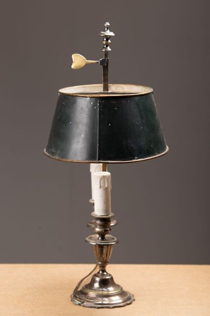 null Antique silver plated brass hot water bottle lamp, the lampshade in sheet metal.
Louis...