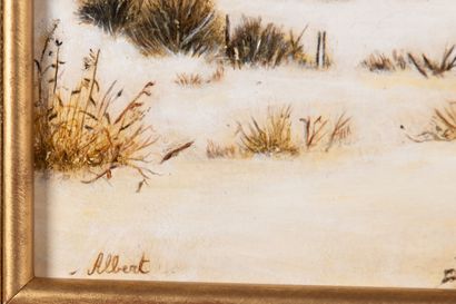 null Albert DRACHKOVITCH-THOMAS (1928).
Hameau en hiver.
Tempera sur panneau, signée...
