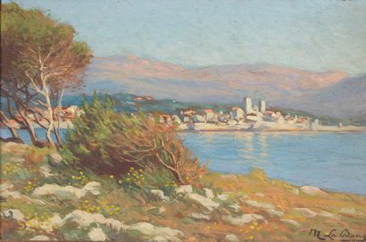 null Maurice LA BANY.
View of Antibes from the Cape.
Oil on panel, signed lower right,...