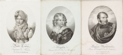 null Eugène Beauharnais, Marie-Louise et l'Aiglon.
Suite de trois gravures en noir.
H_20...