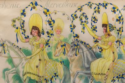 null Gustave Adolphe MOSSA (artiste niçois, 1883-1971).
Symphonie Merveilleuse.
Aquarelle,...