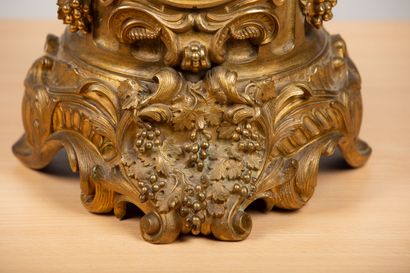 null Gilded bronze mantelpiece with harvesting bears including: a clock richly decorated...