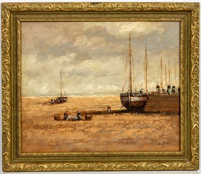 null CASTELLO, French school around 1900.
Beach.
Oil on cardboard, signed lower right
H_35,5...