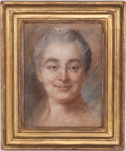 null Maurice Quentin DE LA TOUR (1704-1788), follower of.
Portrait of a woman.
Pastel...