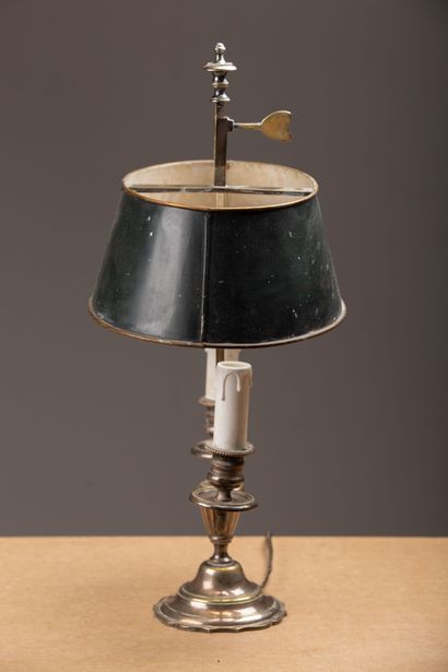 null Antique silver plated brass hot water bottle lamp, the lampshade in sheet metal.
Louis...