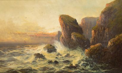 null Frank HIDER (1861-1933).
Marines in Cornwall, Lands End and ?
Two oil on canvas,...