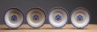 null CHOISY-LE-ROI.
Suite of twelve earthenware soup plates, with the arms of Baron...