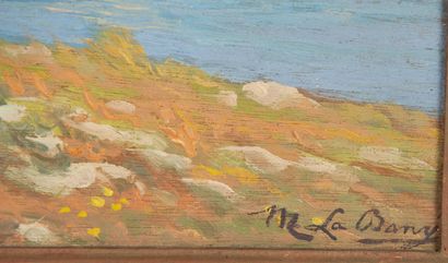 null Maurice LA BANY.
View of Antibes from the Cape.
Oil on panel, signed lower right,...