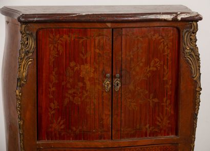 null Lady's secretary in marquetry and wood veneer decorated with flowers and rhombuses,...