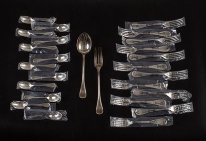 null CHRISTOFLE, ALBI model.
Household silver plated metal including : 
twelve forks.
twelve...