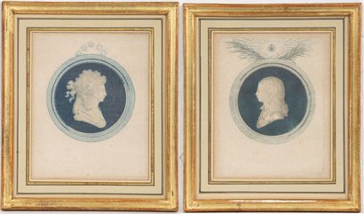 null Silhouettes of Louis XVII and Marie Antoinette.
Pair of engravings.
H_12,5 cm...