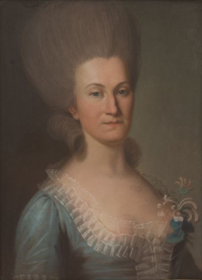 null French school around 1780, 
Portrait of a woman, 
Pastel, 
H_55 cm W_41 cm