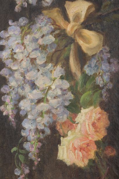 null Elisabeth MARTIN DES AMOIGNES (1858-1936).
Bouquets de fleurs noués formant...