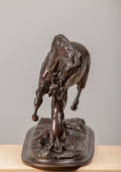 null Pierre LENORDEZ (1815-1892).
Horse and dog or "Angelo".
Sculpture in bronze...