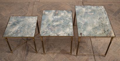null JANSEN, in the taste of.
Suite of three nesting tables, the trays decorated...