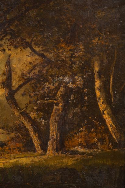 null Étienne Maxime VALLÉE (act.1873-1881).
Femme dans une clairière.
Huile sur toile.
H_60...