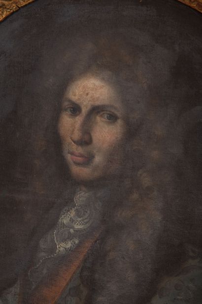 null Ecole française du XVIIème siècle, 
Portrait d'homme à la perruque.
Huile sur...