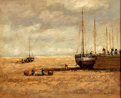 null CASTELLO, French school around 1900.
Beach.
Oil on cardboard, signed lower right
H_35,5...