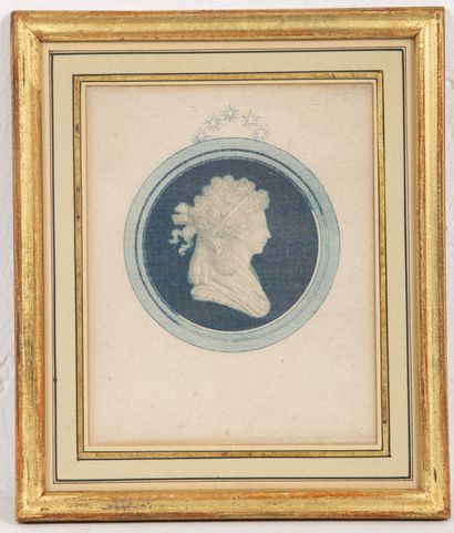 null Silhouettes of Louis XVII and Marie Antoinette.
Pair of engravings.
H_12,5 cm...