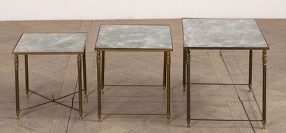 null JANSEN, in the taste of.
Suite of three nesting tables, the trays decorated...