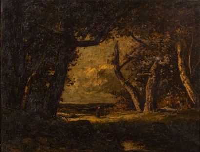 null Étienne Maxime VALLÉE (act.1873-1881).
Woman in a clearing.
Oil on canvas.
H_60...