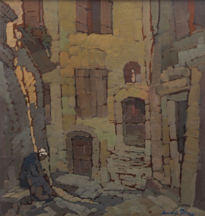 null André PETROFF (1894-1975).
Animated view, the Old Nice.
Oil on cardboard, signed...