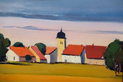 null Michel LESCOFFIT (1924-1999).
Village in the Jura.
Oil on canvas, signed lower...