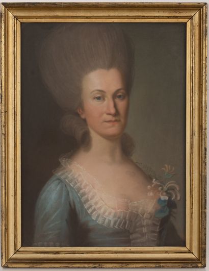 École française vers 1780, 
Portrait de femme,...