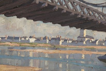 null Armand Joseph Marie BONAMY (1885-1941).
The Bridge at Saint Mathurin (Maine-et-Loire).
Oil...