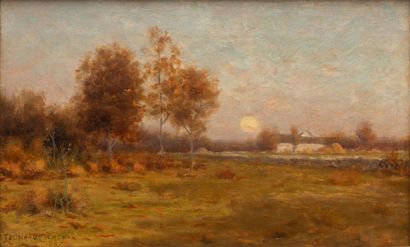 null Léonard OCHTMAN (1854-1934). 
Paysage. 
Huile sur toile, signée en bas à gauche...