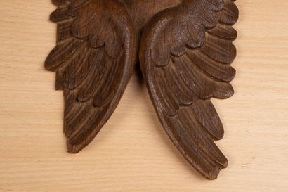 null Pair of carved wood applique angels.
18th century.
H_36 cm W_14 cm D_7 cm, accidents...