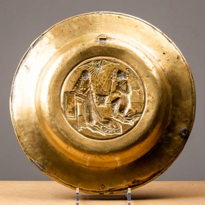 null SOUTH GERMANY, probably Nuremberg. 
Brass offering dish stamped and engraved...