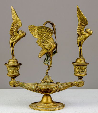 null Auguste Maximilien DELAFONTAINE (1813-1892), after.
Candlestick in gilded bronze,...