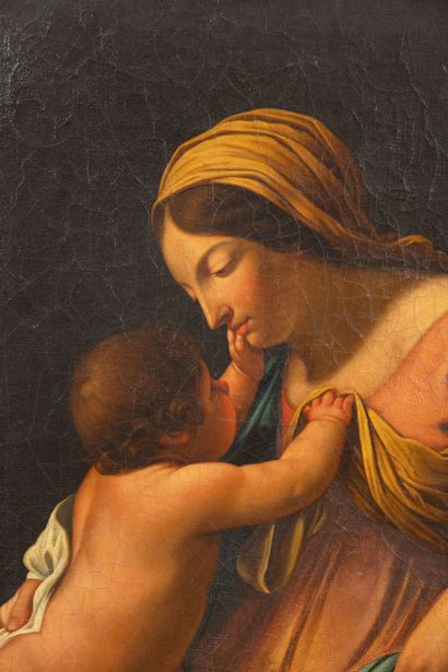null Simon VOUET (1590-1649), follower of.
Virgin and child. 
Oil on canvas. 
H_103...