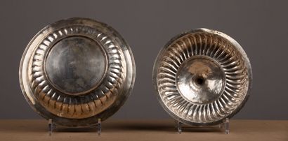 null CHRISTOFLE.
Covered semolina dish in silver plated metal, in the manner of the...
