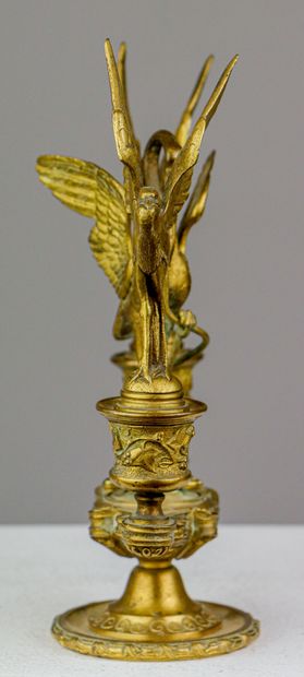 null Auguste Maximilien DELAFONTAINE (1813-1892), d'après.
Chandelier en bronze doré,...