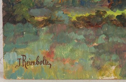 null Jeanne REIMBOLTE (1872-1943).
Ensemble de quatre huiles sur carton dont deux...