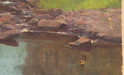 null Jeanne REIMBOLTE (1872-1943).
Le ruisseau et la mare.
Huile sur toile , non...