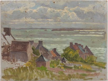 null Jeanne REIMBOLTE (1872-1943).
Bretagne, le village au bord de l'eau.
Huile sur...