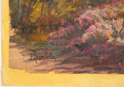 null Jeanne REIMBOLTE (1872-1943).
Ensemble de quatre huiles sur papier, signées,...