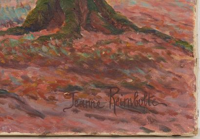 null Jeanne REIMBOLTE (1872-1943).
Le sous-bois à l'automne.
Huile sur toile, signée...